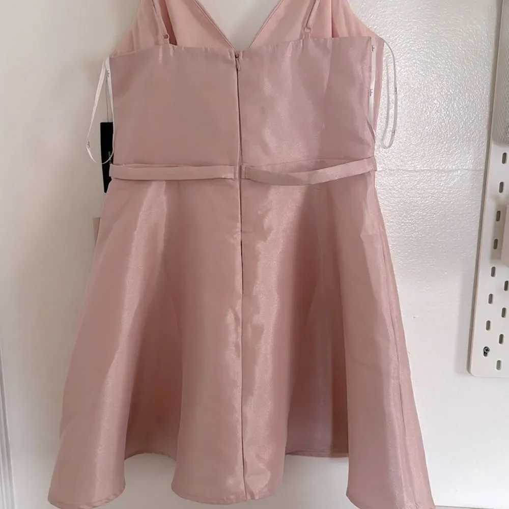 Lulu’s  Light Pink Satin Skater Dress NWT
